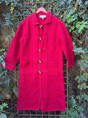 Talbots Red Wool Toggle Pea Coat